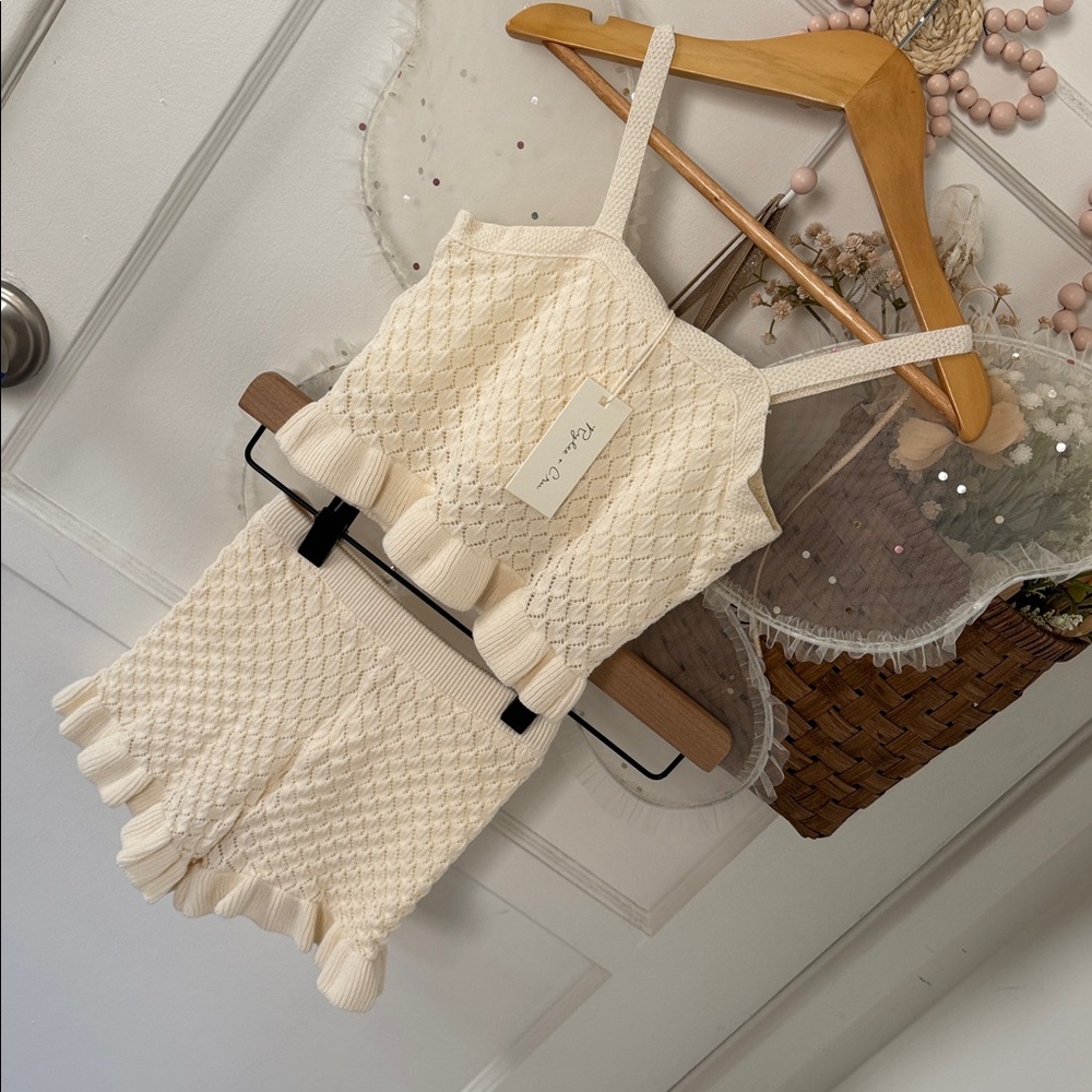 2-3Y Crochet Tank Set in Ivory by Rylee + Cru